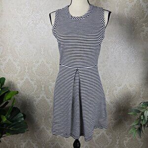 Madewell Size Small Black White Horizontal Striped Fit & Flare Dress Sleeveless